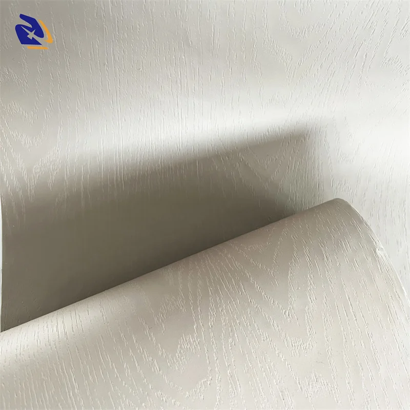 0.35mm Wood Texture White Decor PVC Wrap Film Vacuum Wrapping Film Kitchen Cabinet Membrane