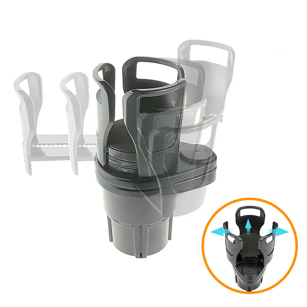 2 in 1 Multifunctional Universal Plug-in Car Cup Holder Extension Adapter 360 Degree Rotation Adjustable Base Fixed Storage Rack