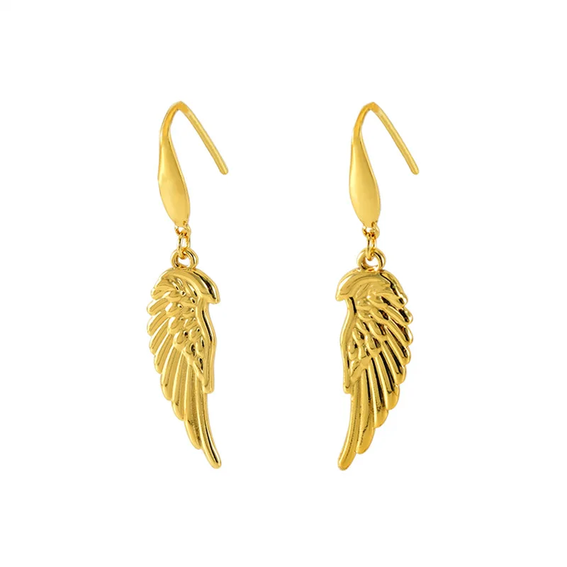 Stylish and elegant Cupid wings shape unique design titanium alloy earrings for women