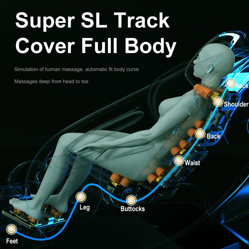 AYIYUN новый роскошный электрический массажный стул для шиацу с нулевой гравитацией, подушка безопасности + Bluetooth Музыка + медицинский нагреватель E6