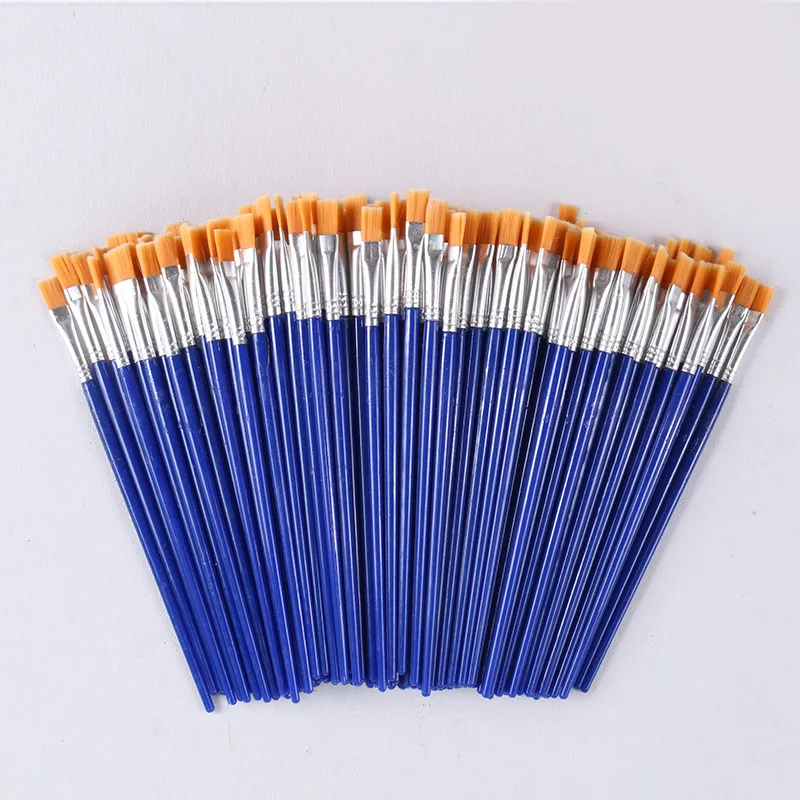Cheap Durable Art Supplies Multi-specification Digital Oil Paintbrush Blue Plastic Handle Nylon Brush