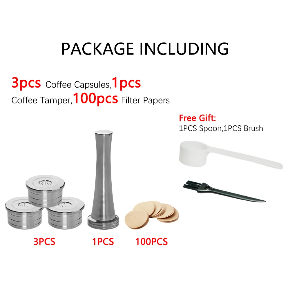 3Pods 1Tamper Set Reusable Coffee Pod Refillable Coffee Capsule Compatible With DETAL Q NDIQ7323 DETALQ MILKQOOL LAVAZZA EP MINI