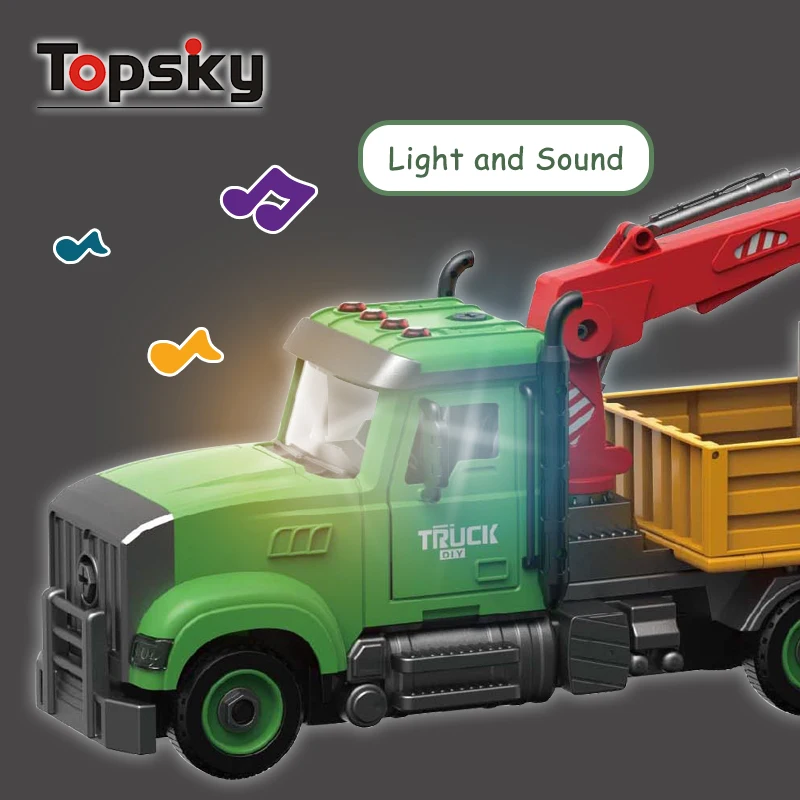 Topsky Transport Plastic Friction Powered Farmer Truck Car Toy With Music Light Educational DIY Friction Toy Vehicle For Boys