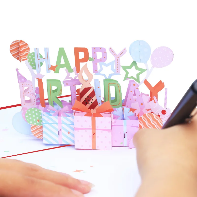 The best selling eco friendly greeting pop up happy birthday gift birthday cards with music