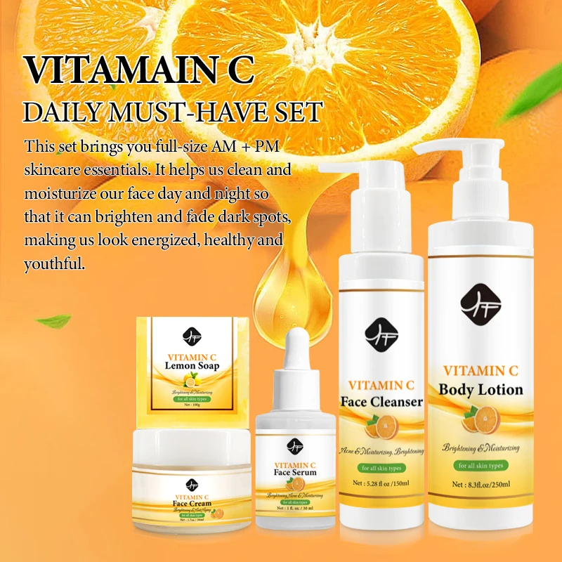 Private Label Vegan Whitening Skin Care Set Black Natural Skin Care Organic Facial Cosmetic Set for Skin Care