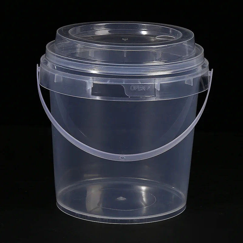 Hot Selling Food Grade 280/500ml 1/2/3/5 L Clear Square Plastic Buckets With Lids And Handles
