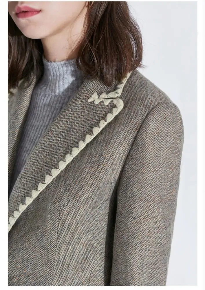 Fashion Tweed Suit Women Grey Women Office Skirt Suit Women Suit Set