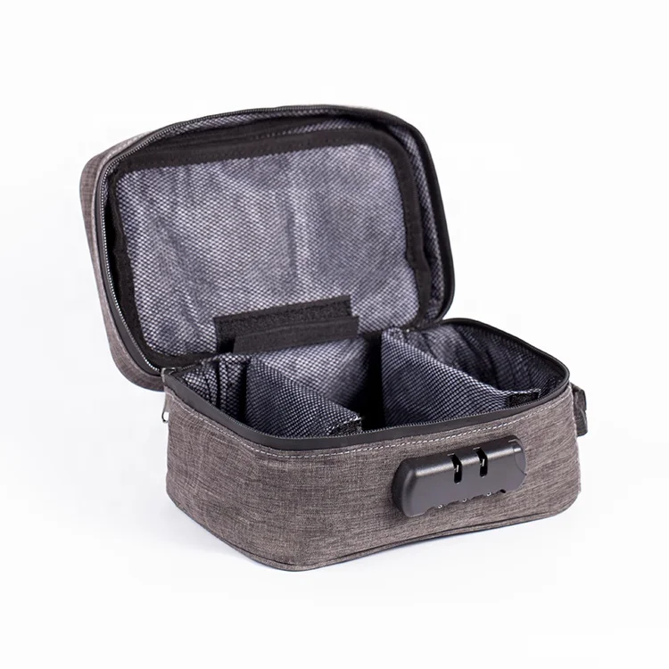 Oxford cloth Travel case carbon lined ziplock smell proof bag with Fixed partition