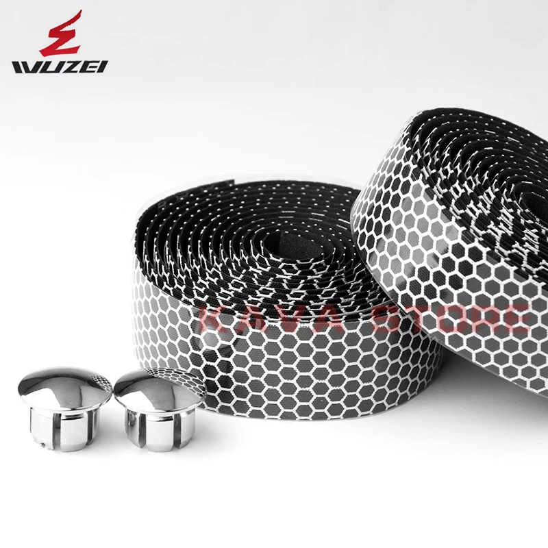 WUZEI C01 Bike Handlebar Tape Road Bicycle Anti-slip Silica Gel EVA Shock Absorption Bicycle Handlebar Tape with 2 Bar plug