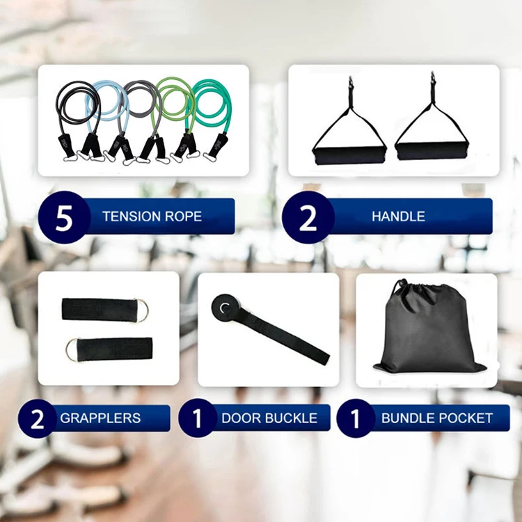 11 Pieces Gym Fitness Equipment Pull Rope Door Mounted Resistance Tube Band 150 lbs