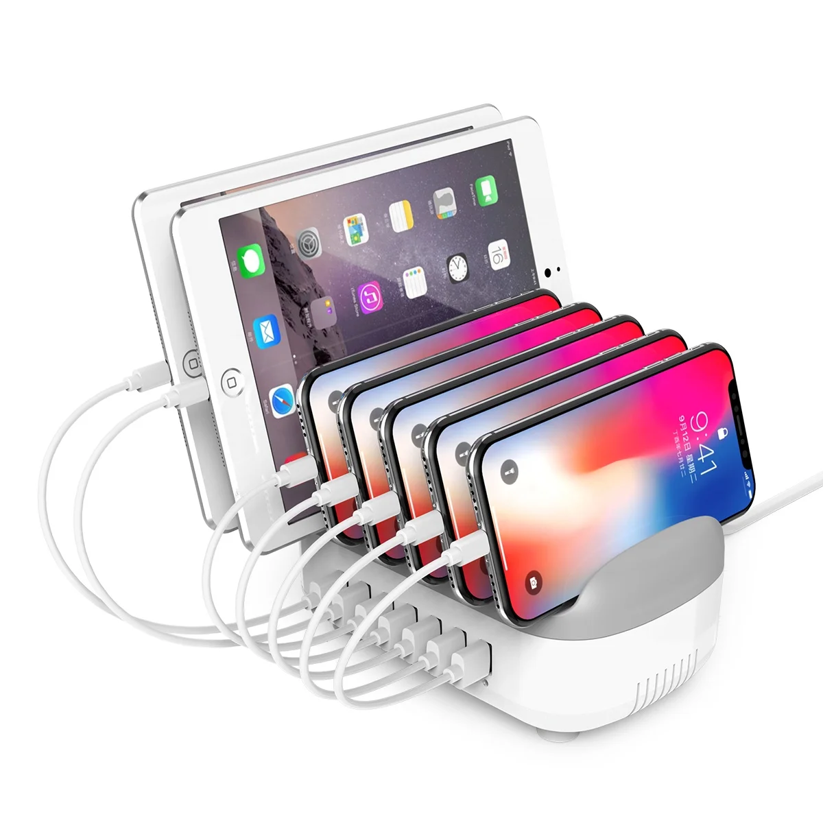 ORICO Public 7 In 1 USB Charger Dock Stations With Phone Holder Multi USB Electrical Charging Station For Multiple Devices