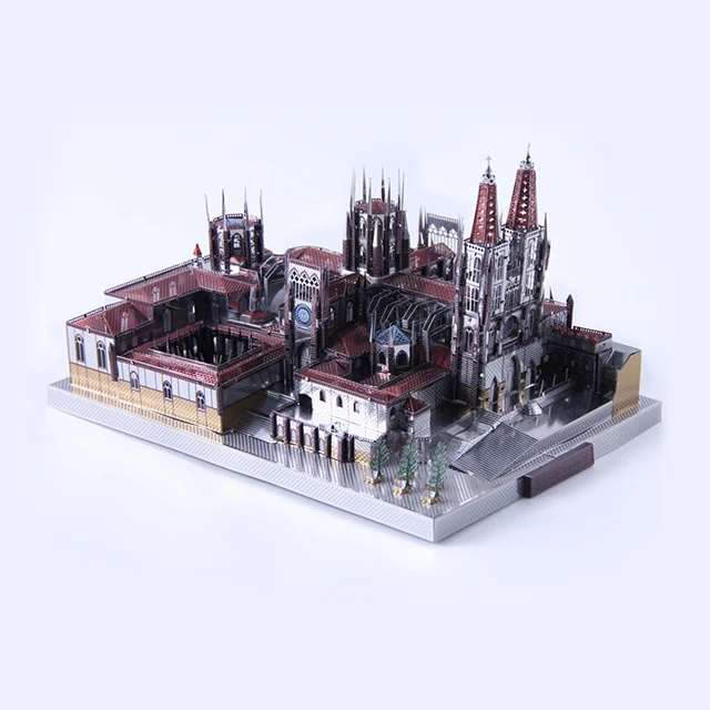 Spain Burgos Cathedral Architecture 3D Metal Puzzle DIY Assemble Model Kits Laser Cut Jigsaw Toys