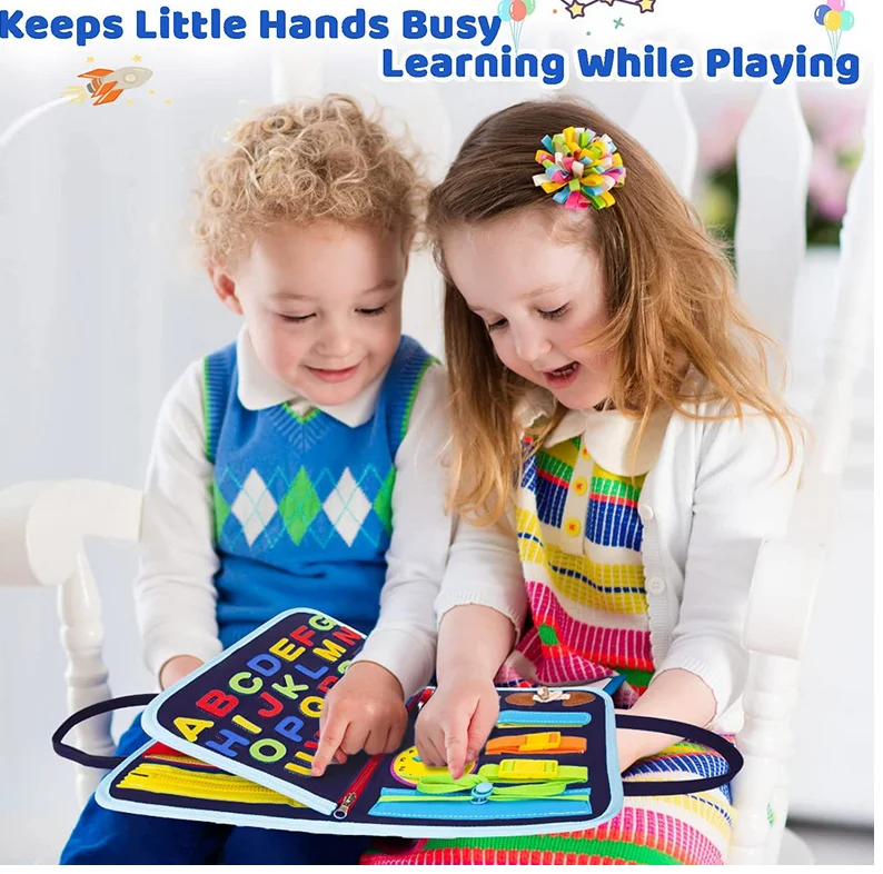 Busy board for boy with clock Alphabet number develop life skills educational toy Montessoris