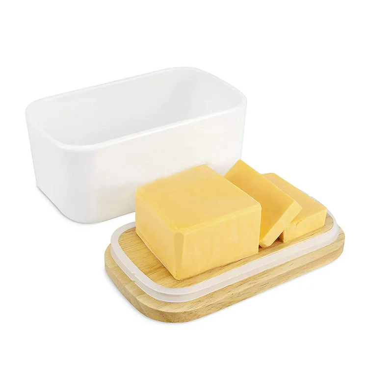 650ml Nordic Triangle Butter Box With Knife Lid Ceramic Container Cheese Food Tray Flat Dish