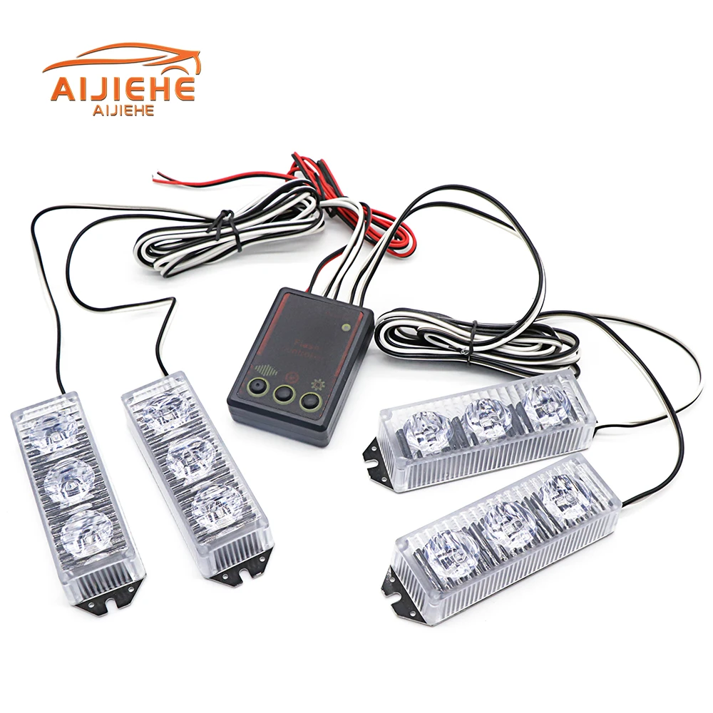Strobe Lamp Daytime Running Lights 12V Flash Light Emergency Hazard Car 4X3 Strobe Warning Light Front Deck Grille LED