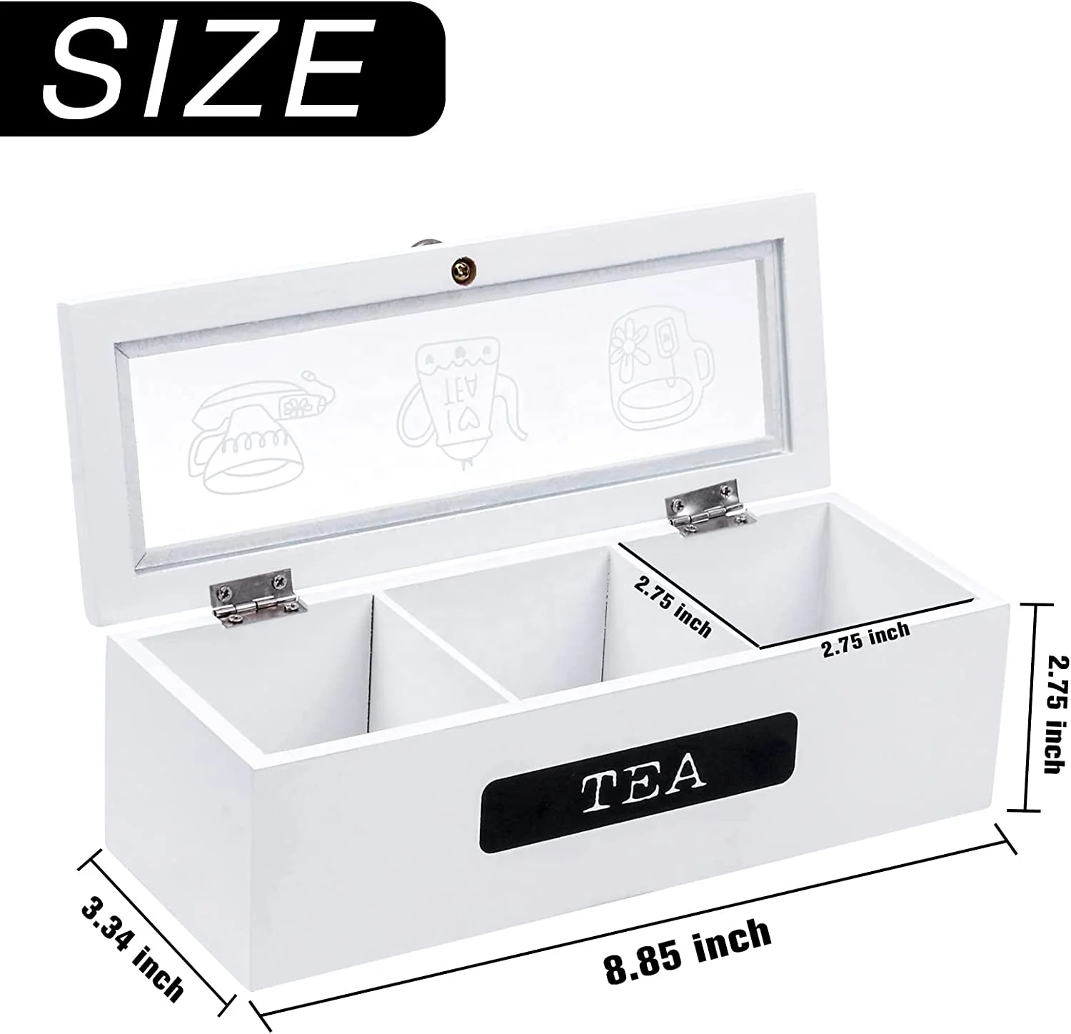 Органайзер для чайных пакетиков из белого дерева с 3 отделениями коробка хранения чая органайзер и дисплей