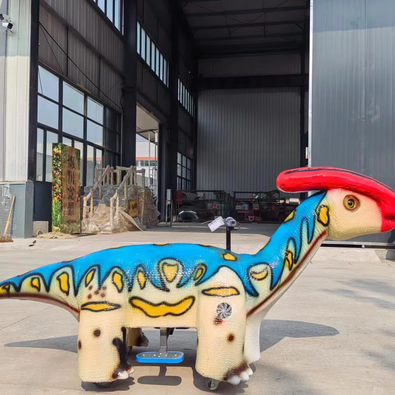 Token Coin Operated Electric Animatronic Walking Dinosaur Cartoon Ride Car