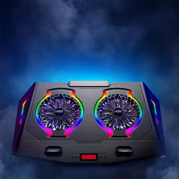 Adjustable Height Computer Chill Mat Laptop Cooling Pad RGB Gaming Notebook Cooler Laptop Fan Stand With Phone Holder