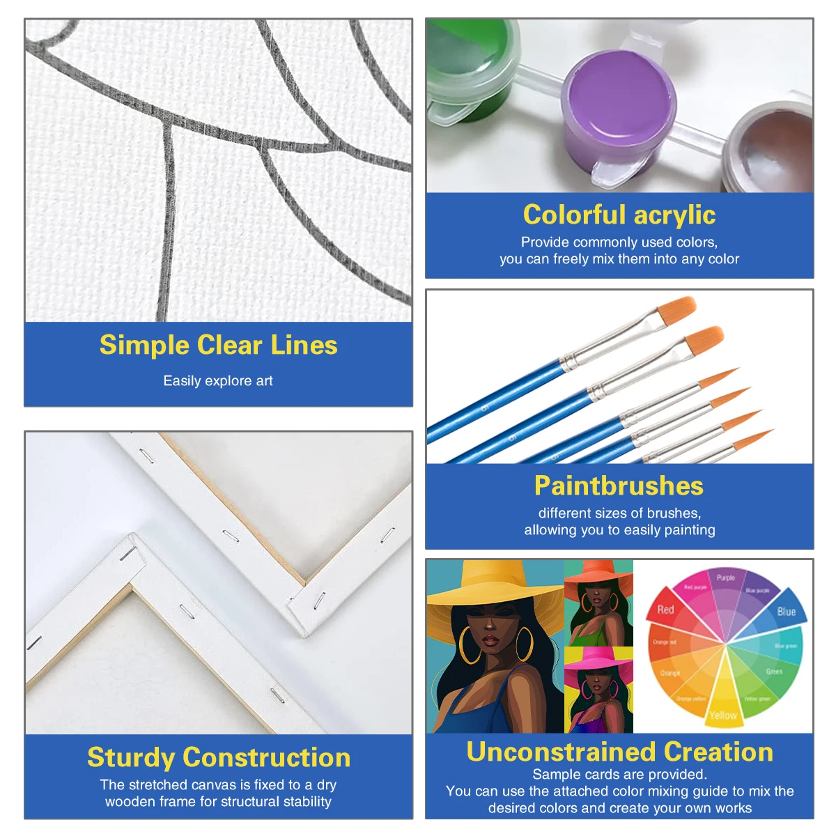 2pcs Framed Paint And Sip Kit Pre Drawn For Painting For Adults Stretched Canvases Painting Paint Party Kits