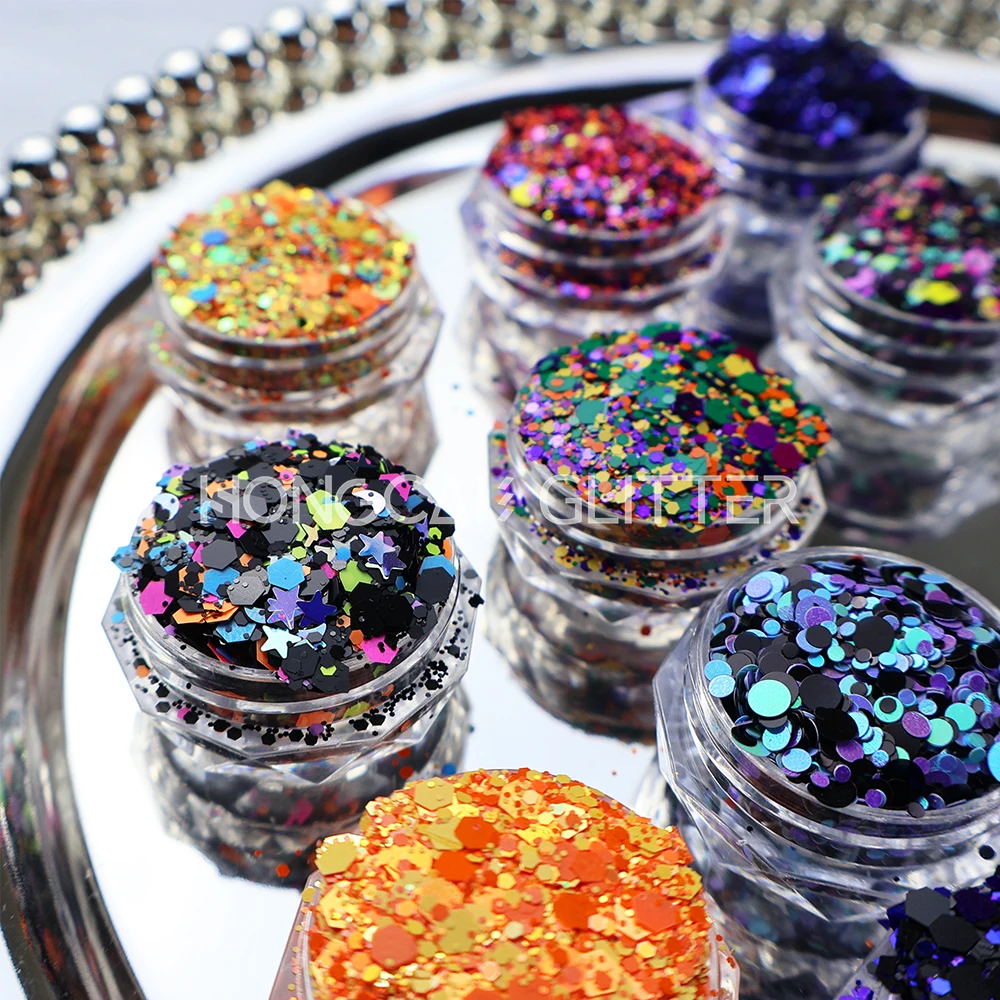 Halloween wholesale glitter chunky mix polyester bulk glitter for nails crafts
