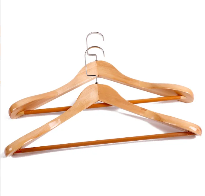 Custom Logo Luxury Cloth Hanger Natural Wood Clip Hanger Non Slip Laminated Wooden Clothes Hanger for Clothing