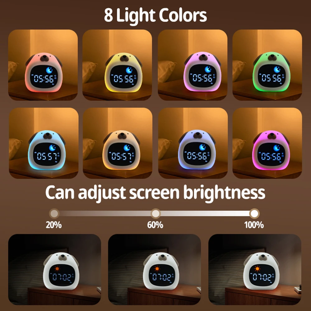 Kids Alarm Clock,Toddler Sleep Training Clock with Night Lights,Sound Machine,Gift Idea for Children Kids Toddler Boy Girl