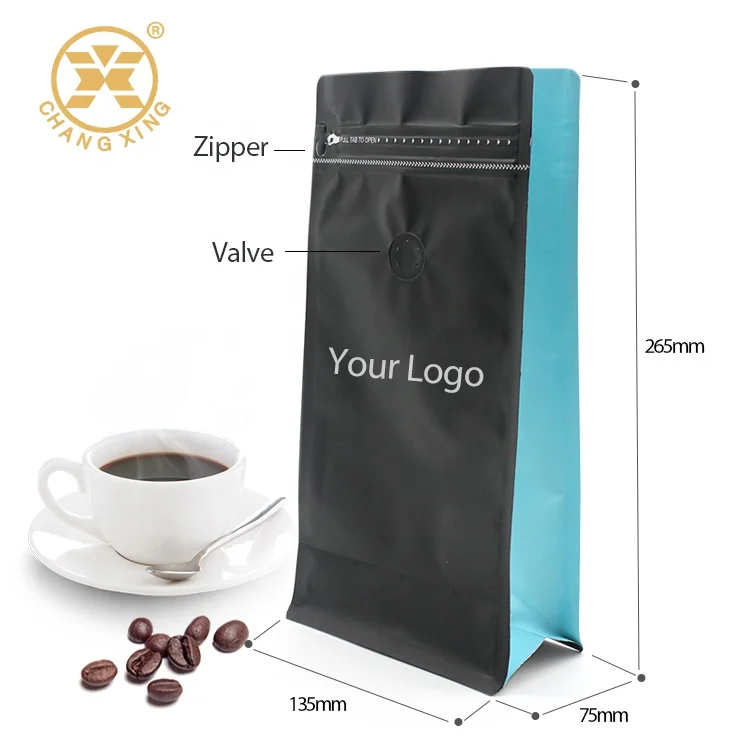 Custom Biodegradable Flat Bottom Packaging 100g 150 g 250g 500g 1kg Coffee Bag With Valve Ziplock Bags With Logo