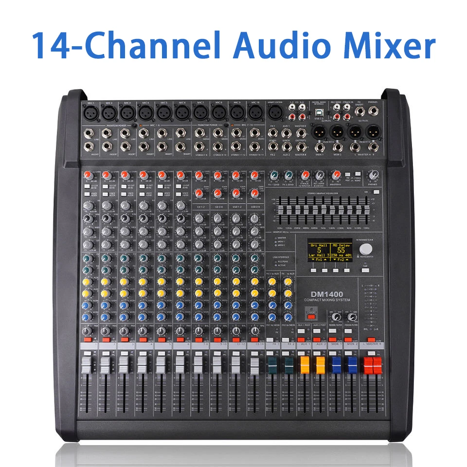 Biner DM1400 Professional 14 Channel Digital Audio Console USB Audio Mixer For Large-scale Concert Stage Wedding