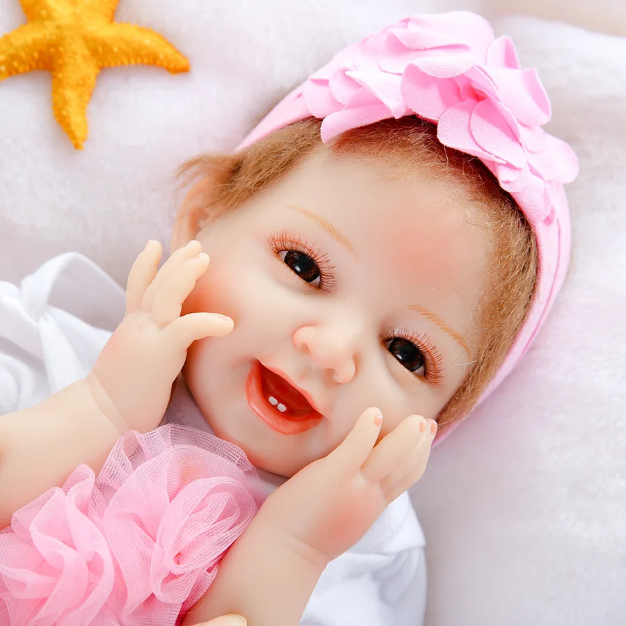 55 cm reborn baby doll 18 inch Full Vinyl Lifelike toys for children Infant Educational Bath Kids Playmate Babe Boneca