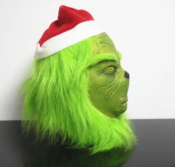 Funny Geek Stole Christmas Cosplay Party Mask Santa XMAS Full Head Latex Mask Further Adult Costume Mask Props