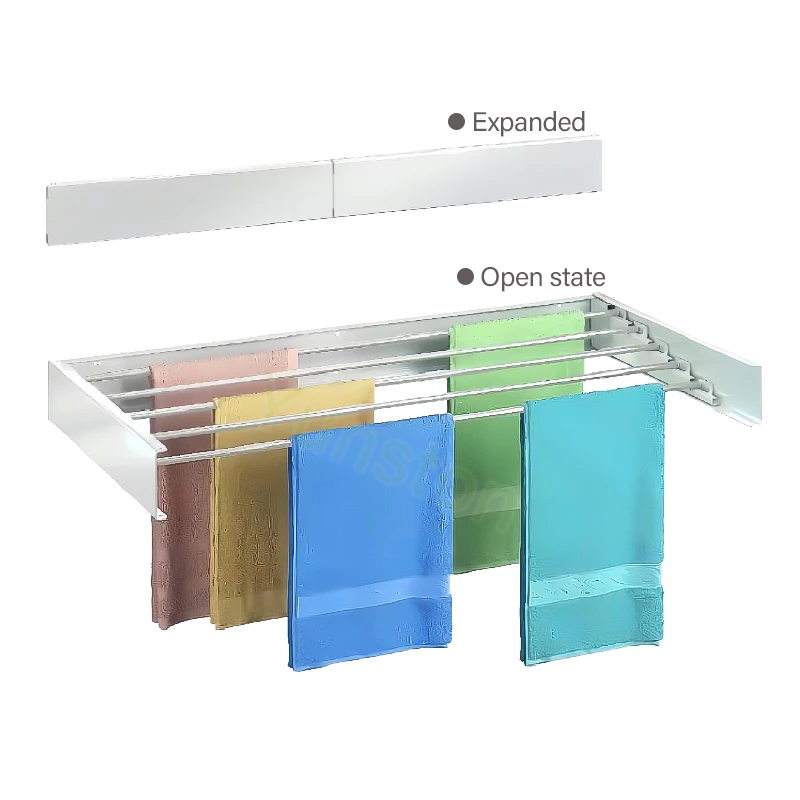 Hot sale white metal perforated screw wall mounted foldable towel drying rack for bathroom and balcony