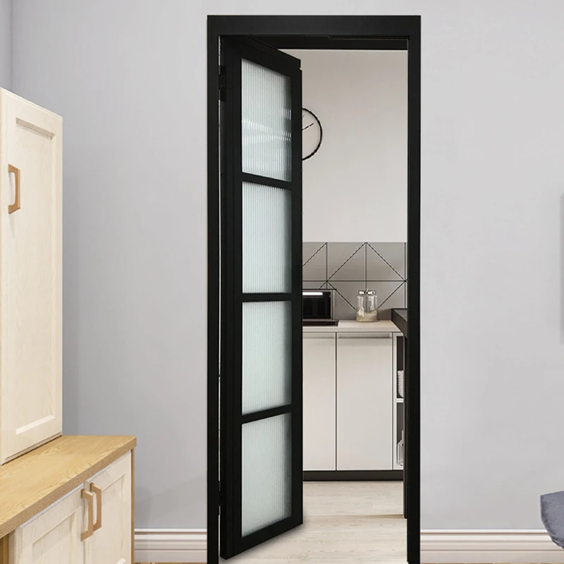 Cheap Narrow Bathroom Door with Glass Partition and Flat Open Design for Balcony or Toilet