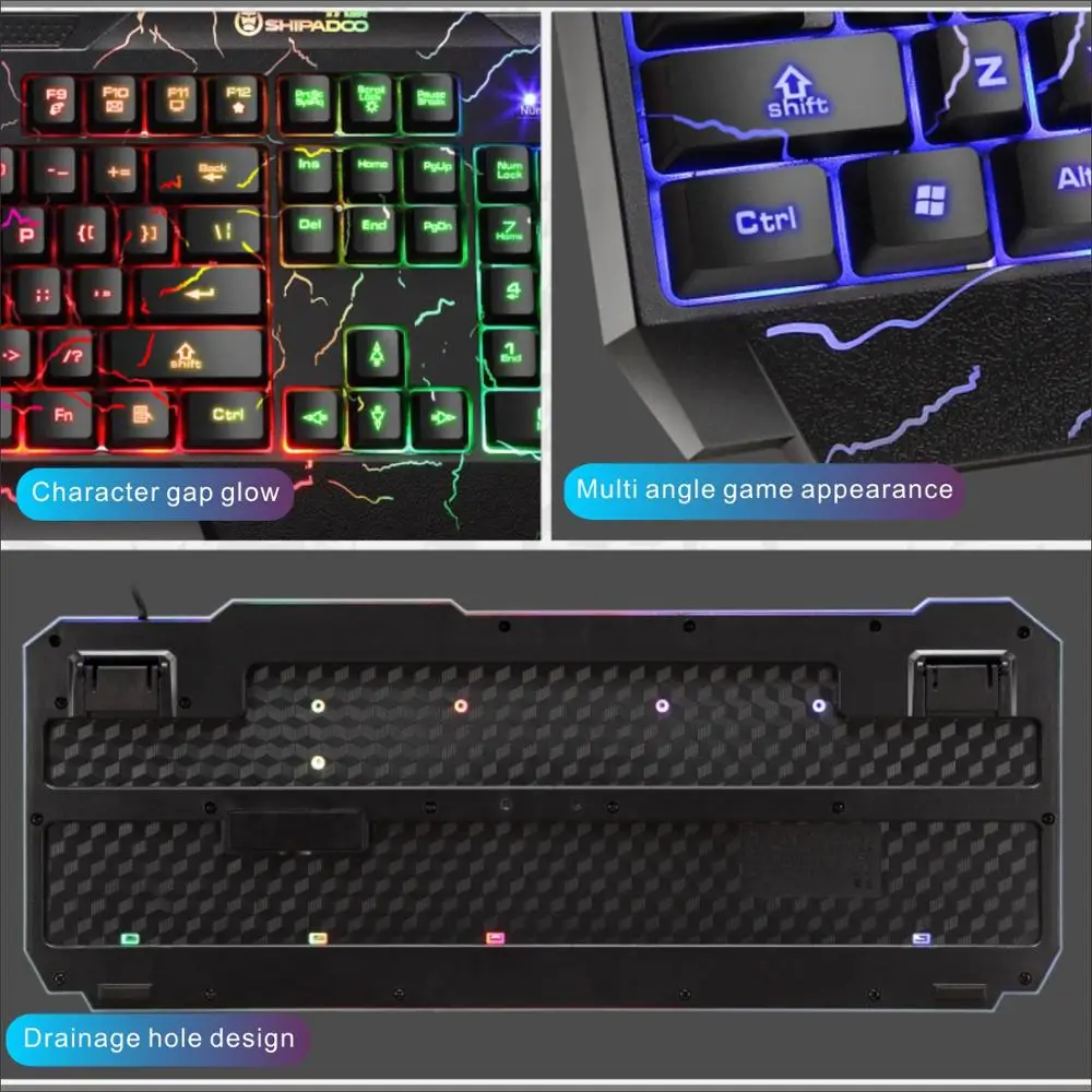 USB Gaming Keyboard And Mouse Set Rgb Rainbow Backlight Gamer Keyboard Mouse Combo