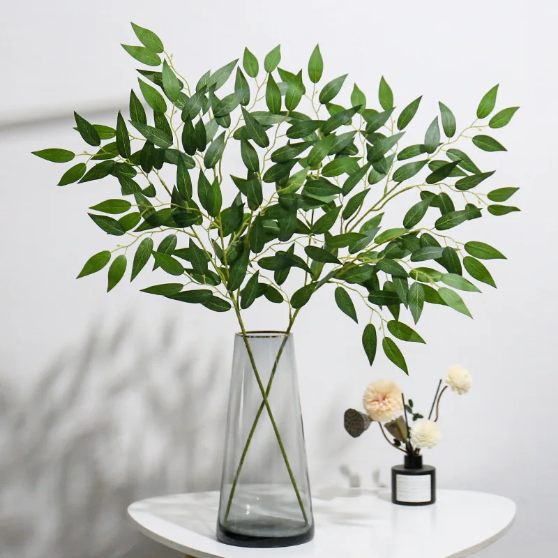 Yopin-2216 High Quality Silk Willow Leaf Wedding Artificial Long Willow Leaves Bunch