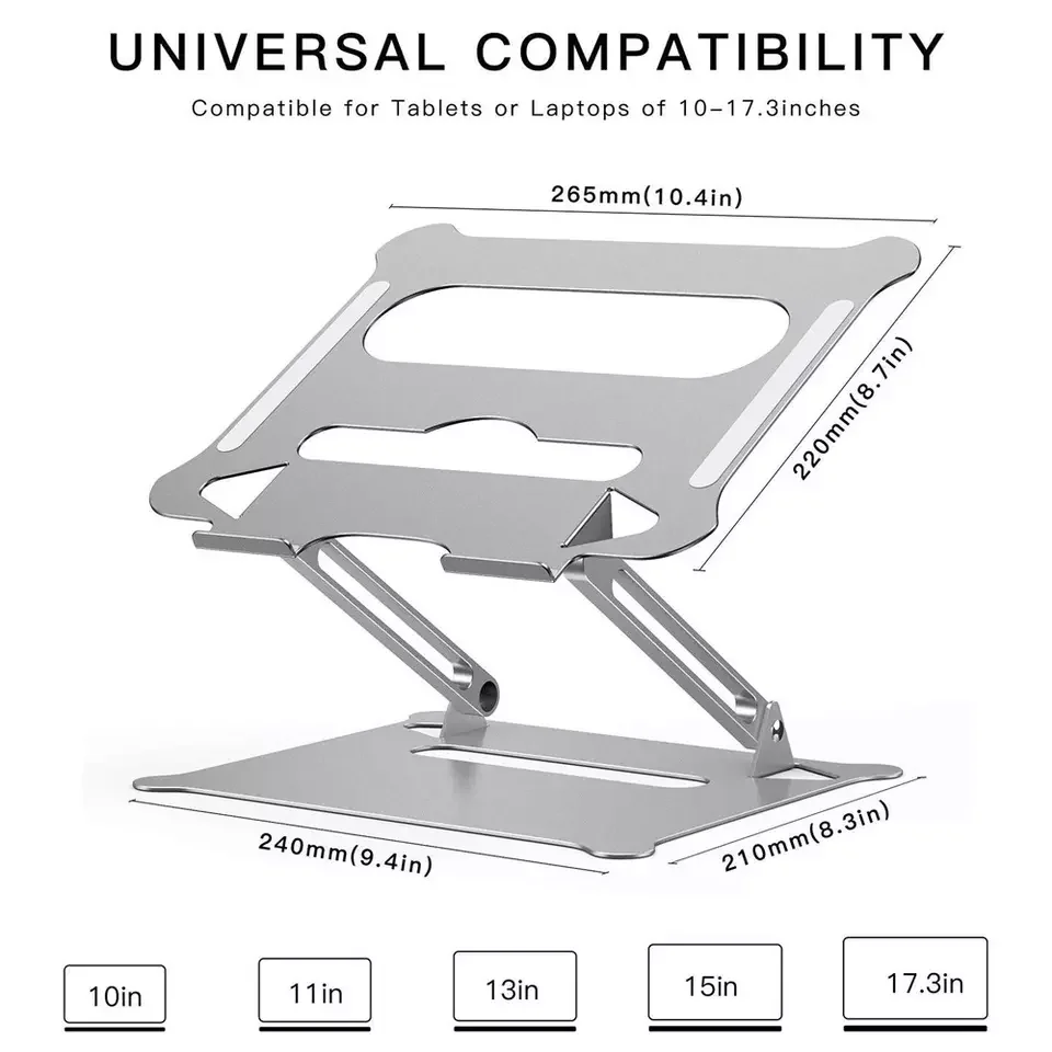 Dual Rotary Shaft Fully Foldable Tablet PC Holder with 360 Rotating Base Ergonomic Laptop Riser Adjustable Laptop Stand