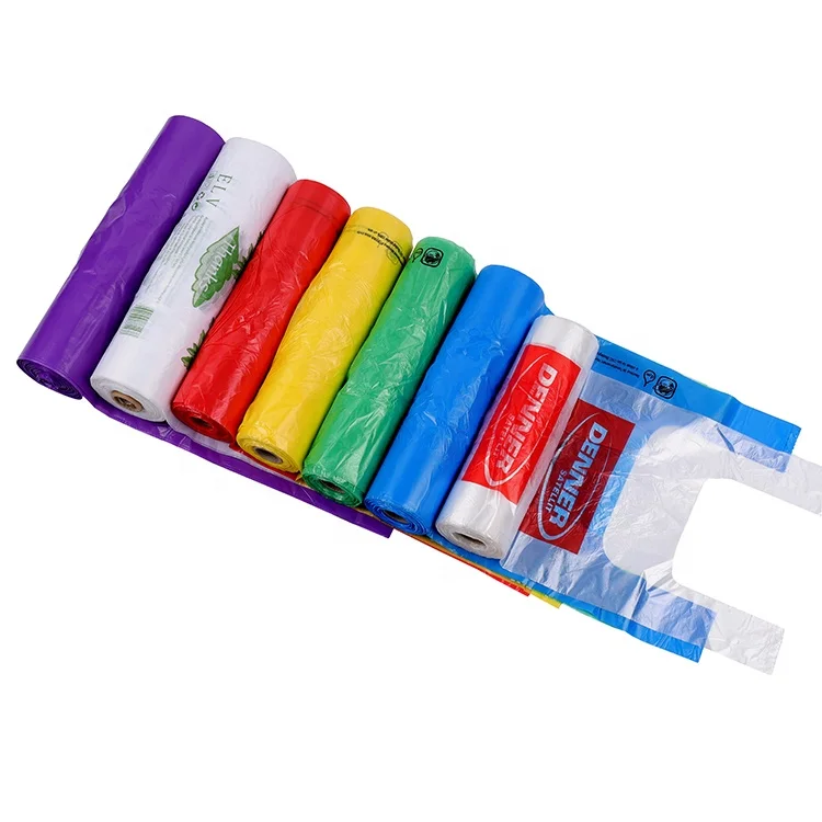 Wholesale Custom Disposable plastic HDPE/LDPE t-shirt shopping polythene bag/supermarket grocery retail sack