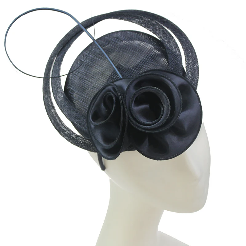 Женская белая шляпка-Вуалетка Sinamay, повязка на голову с цветами