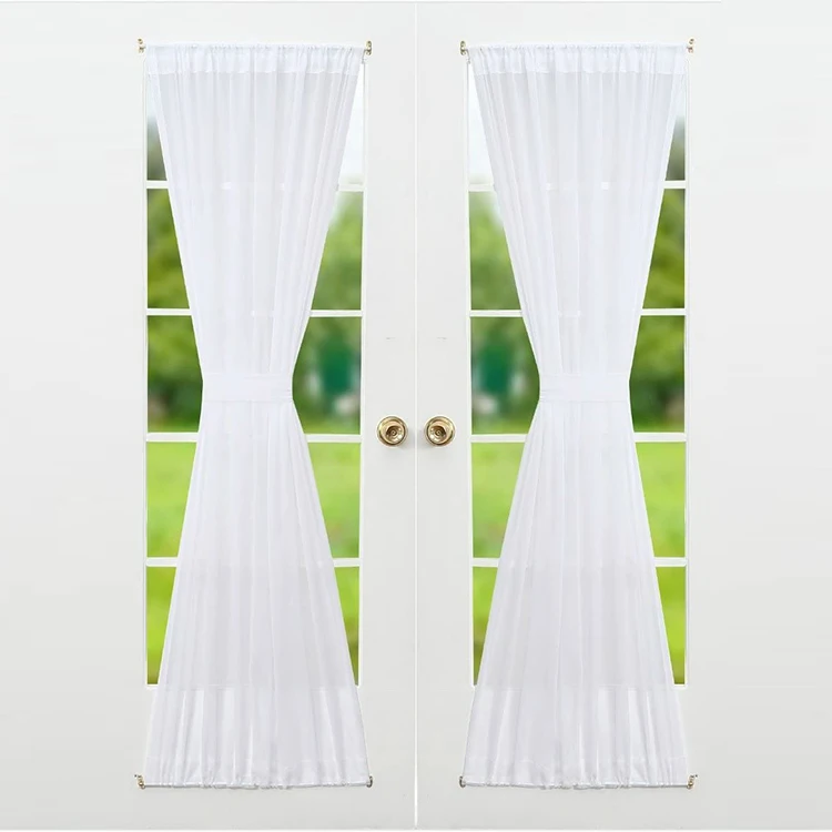 Доставка в США, оптовая продажа, белые прозрачные Занавески Из вуали с 2 панелями на французскую дверь для гостиной (2 панели)