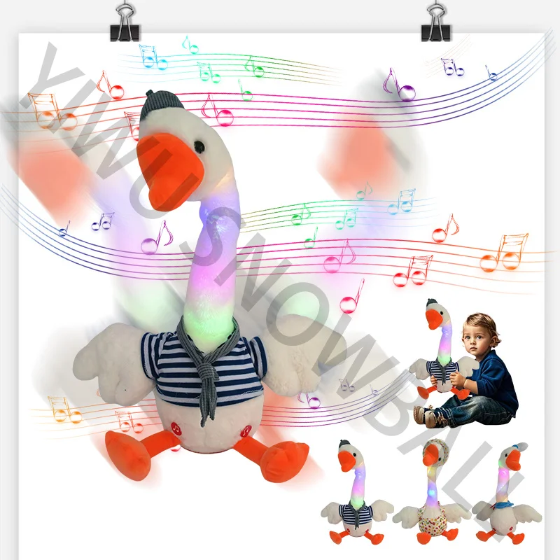 Selling Singing And Dancing Electric Plush Toy Big White Goose Light Recording Interactive Toy Re-reading Duck Children Toy Gift
