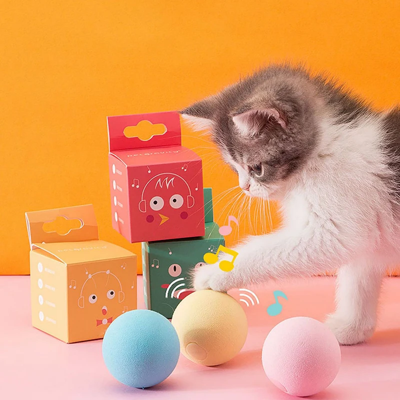 Wholesale Electronic Automatic Motorised Cat Toys New Gravity Ball Smart Touch Sounding Interactive Pet Toys Squeak Ball