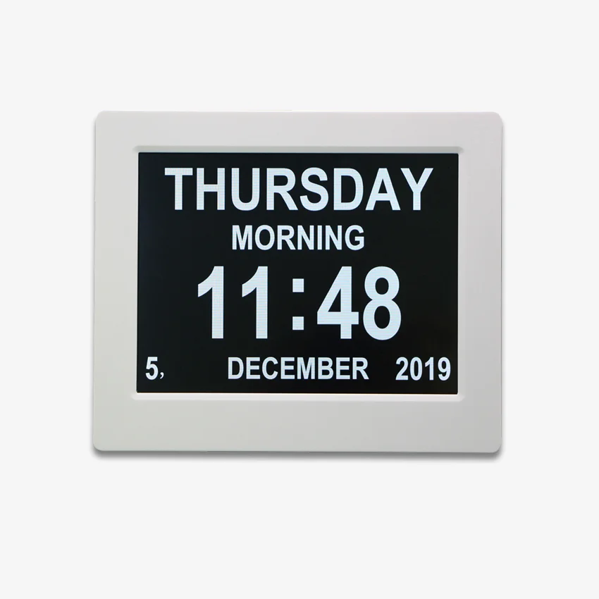 calendar desk clock with temperature digital 8 inch Memory Loss Alzheimer Large Display digital calendar alarm day clock