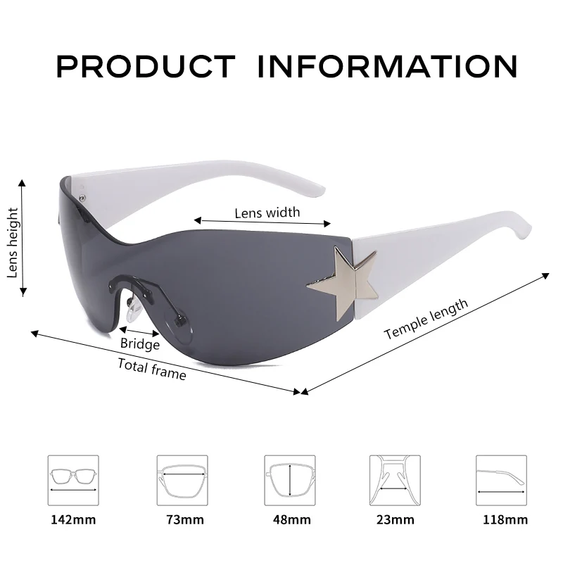 HW 3531 One-Piece Sunglasses New Fashion Y2k Sun Glasses for Women Vintage Star UV400 Shades Ready Stock Sunglasses 2023