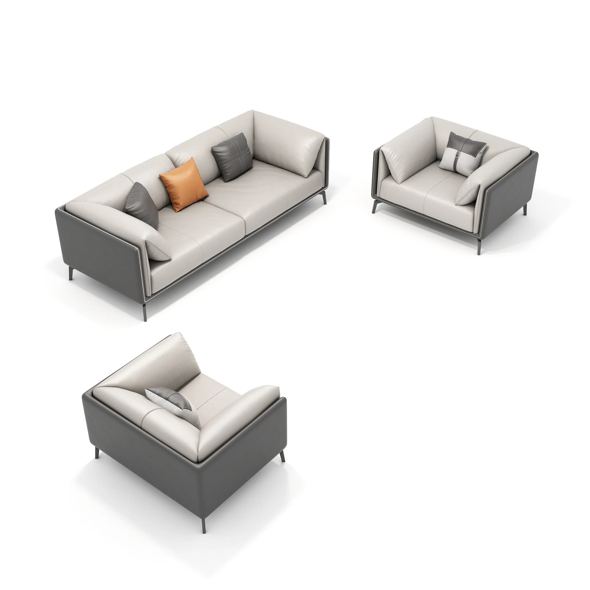 Офисный диван простой современный секционный Роскошный домашний или офисный из натуральной кожи 2-местный комплект для ожидания гостиной офисная мебель