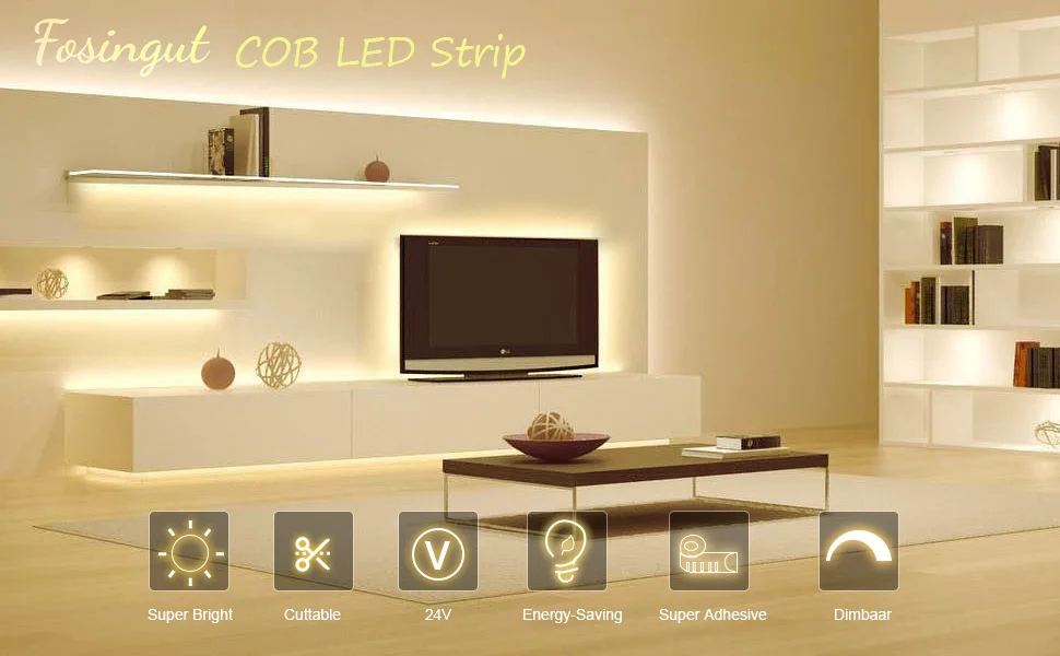 COB CCT LED Strip Lights Dual Color CSP Warm+Cool White 5M Flexible Linear LED Tape Remote Control Tuya Smart DC 24V Controller