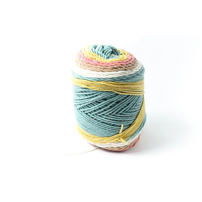 Hot sale rainbow 45% cotton and 55% acrylic blended Multicolor crochet cake yarn ball