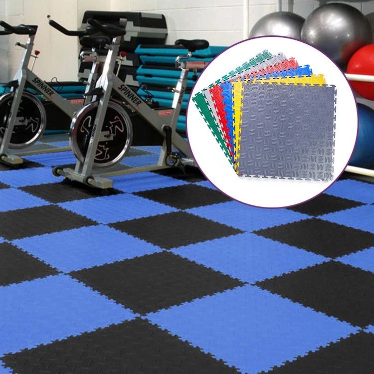 500*500*7mm Injection PVC interlocking tiles gym floor mat