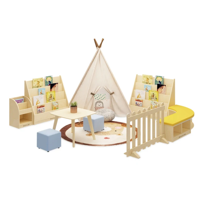 Kindergarten preschool classroom wood desk and chair