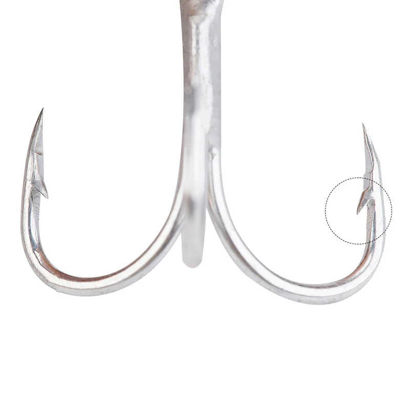 Wholesale 3X Strong High Carbon Steel Fishhook 1#-12# Fishing Treble Hooks with Barbs