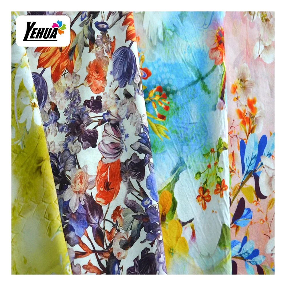 Shaoxing Factory Customization Digital Print Woven Printed Floral 100% Rayon Fabric For Women Dress