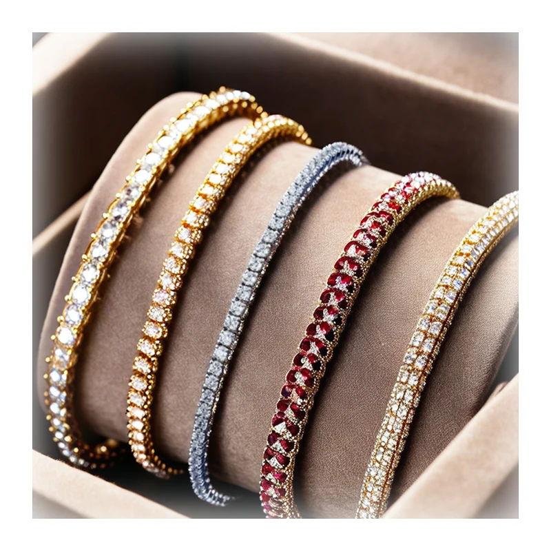 Unisex Tennis Chain Fashionable Moissanite CZ Hip Hop Men Customized Women Fine Zircon Bracelet